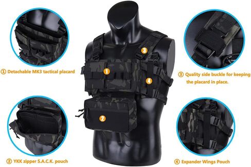 KRYDEX Micro Chest Rig with 5.56/7.62 Magazine Holder,Wing Pouches,Dangler Pouch,Fat Strap Shoulder Harness Set in Saudi Arabia