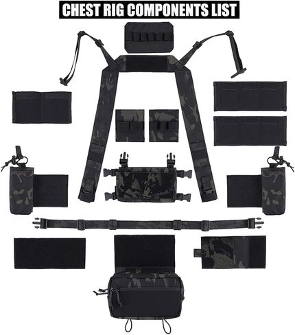 KRYDEX Micro Chest Rig with 5.56/7.62 Magazine Holder,Wing Pouches,Dangler Pouch,Fat Strap Shoulder Harness Set in Saudi Arabia
