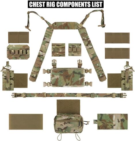 KRYDEX Micro Chest Rig with 5.56/7.62 Magazine Holder,Wing Pouches,Dangler Pouch,Fat Strap Shoulder Harness Set in Saudi Arabia
