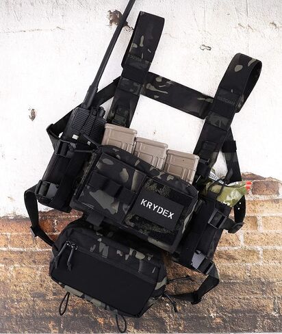KRYDEX Micro Chest Rig with 5.56/7.62 Magazine Holder,Wing Pouches,Dangler Pouch,Fat Strap Shoulder Harness Set in Saudi Arabia