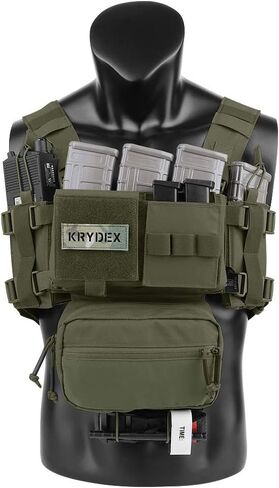 جهاز الصدر الصغير من KRYDEX مع حامل مجلات مقاس 5.56/7.62، وأكياس مجنحة، وحقيبة متدلية، ومجموعة حزام الكتف بحزام الدهون in Kuwait