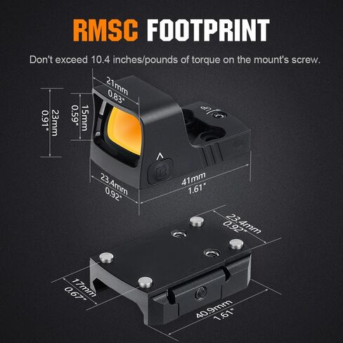 Ohhunt RD U1 3 MOA منظر نقطة حمراء لبصمة RMSc وPicatinny Mount 1X21X15mm Micro Shake Awake Red Reflex البصر 10 مستويات سطوع in Saudi Arabia