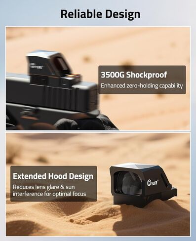 CVLIFE WolfCovert X 3 MOA Dot & 32 MOA Circle Red/Green Dot Sight for RMS RMSc, Motion Awake Fiber Optic Scope for Compact Pistol, 3500G Shockproof Open Reflex Sight with Adapter for RMR/MOS/Picatinny in Saudi Arabia