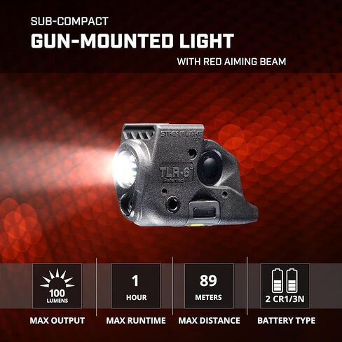 Streamlight 69291 TLR-6 100-Lumen Tactical Weapon Light with Integrated Red Aiming Laser Designed Exclusively and Solely for Select Springfield Armory XD, XDE, and XDM Railed Handguns, Black in Kuwait