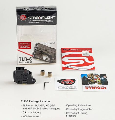 Streamlight 69291 TLR-6 100-Lumen Tactical Weapon Light with Integrated Red Aiming Laser Designed Exclusively and Solely for Select Springfield Armory XD, XDE, and XDM Railed Handguns, Black in Kuwait