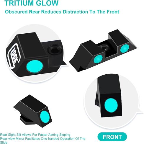 Night Sights,Front and Rear Handgun Sights Glow in The Dark for Glock Pistols, Fits Glock 17, 17L, 22, 23, 24, 26, 27, 33, 34, 35, 38 and 39 Sights Glow with Assembly Tools in Saudi Arabia