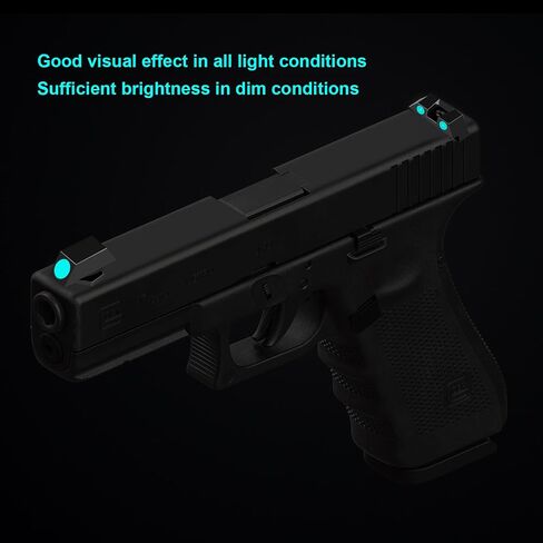 Night Sights,Front and Rear Handgun Sights Glow in The Dark for Glock Pistols, Fits Glock 17, 17L, 22, 23, 24, 26, 27, 33, 34, 35, 38 and 39 Sights Glow with Assembly Tools in Saudi Arabia