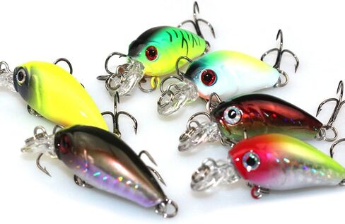 6pcs 6.5cm/4.2g Fat Fish Artificial Lures Hook Fishing Accessories (Random Color) in Saudi Arabia