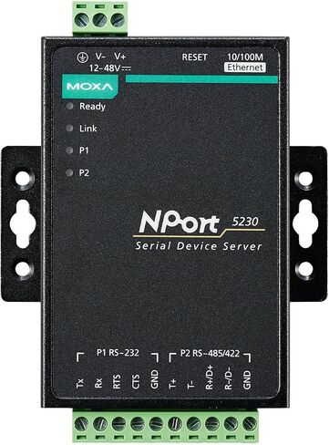 MOXA NPORT 5230 2-Port Device Server with 1 RS-232 Port and 1 RS-422/485 Port, 0 to 55°C Operating Temperature | NPort 5200 Series in Saudi Arabia