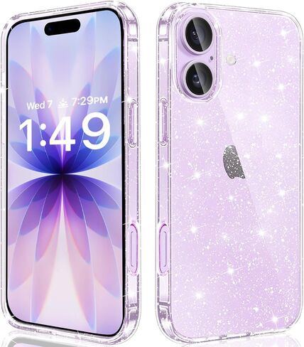 JJGoo Compatible with iPhone 17 Case Clear Glitter, Sparkle Soft TPU Transparent Shockproof Women Girls Slim Bling Sparkly Bumper Cover Phone Cases for iPhone 17 in Saudi Arabia