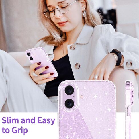 JJGoo Compatible with iPhone 17 Case Clear Glitter, Sparkle Soft TPU Transparent Shockproof Women Girls Slim Bling Sparkly Bumper Cover Phone Cases for iPhone 17 in Saudi Arabia