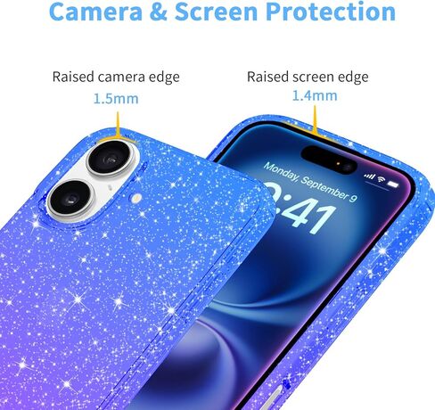 JJGoo Compatible with iPhone 17 Case Clear Glitter, Sparkle Soft TPU Transparent Shockproof Women Girls Slim Bling Sparkly Bumper Cover Phone Cases for iPhone 17 in Saudi Arabia