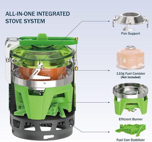 Fire-Maple Fixed Star 1 Backpacking and Camping Stove System, Black 18oz | 30% Faster Boil with HX Base, Piezo Ignition, Compact & Durable, All-in-One Pot, Compatible with Most Canisters, Portable in Kuwait