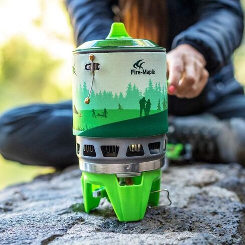 Fire-Maple Fixed Star 1 Backpacking and Camping Stove System, Black 18oz | 30% Faster Boil with HX Base, Piezo Ignition, Compact & Durable, All-in-One Pot, Compatible with Most Canisters, Portable in Kuwait