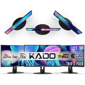 إعداد الشاشة المزدوجة Kado - 2-Pack 22 بوصة 1920x1080 شاشة كمبيوتر 75 هرتز VESA Mount HDMI سماعات مدمجة للألعاب المكتبية الهجينة (سلسلة E22 المزدوجة) in Saudi Arabia