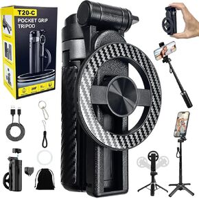 حامل ثلاثي عصا سيلفي مغناطيسي 4 في 1 - دوران 360 درجة، جهاز تحكم عن بعد بلوتوث، حامل هاتف صغير الحجم للسفر لهواتف iPhone وAndroid in Kuwait