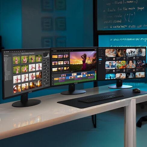 Kado Dual Monitor Setup - 2-Pack 22" 1920x1080 Computer Monitor 75Hz VESA Mount HDMI Office Gaming Hybrid Built-in Speakers (E22 Dual Series) in Saudi Arabia