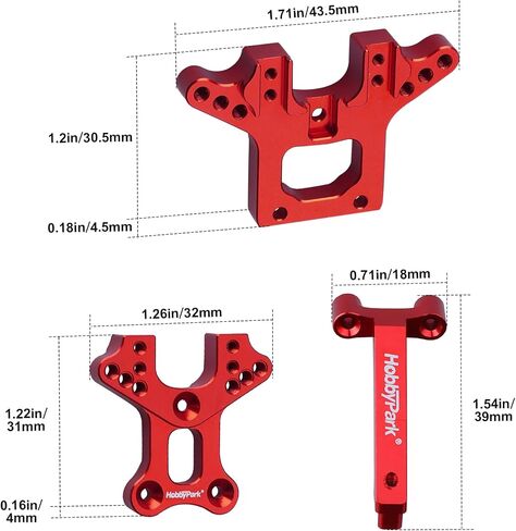 HobbyPark Aluminum Shock Tower (Front & Rear) & Shock Tower Brace for Traxxas 1/18 LaTrax Teton Desert Prerunner, Replace Parts 7637(4-Pack) (Navy Blue) in Saudi Arabia