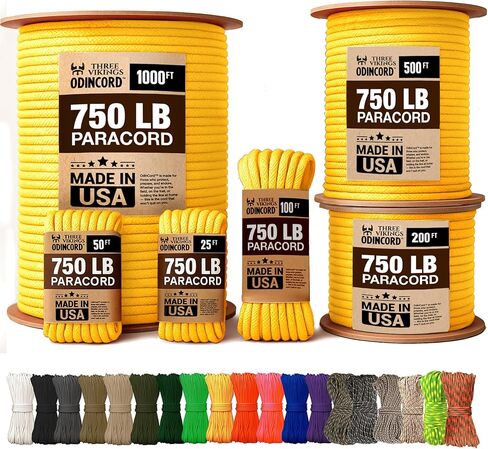 Paracord Rope - Made in USA - 750lb - 100% Nylon - Type IV - 11 Strand Core - Continuous Spools - Stronger Then Paracord 550 Cord in Kuwait