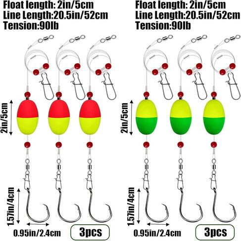 6 قطع من أدوات صيد الأسماك مع عوامات صيد عائمة ومعدات صيد الأسماك تطفو مع خطافات لسمك القرش الأحمر وسمك القرش الأزرق وباس مخطط in Kuwait