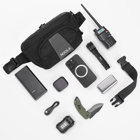 NOOLA Tactical Fanny Pack, Waist Pack for Men Women, Large Crossbody Bag for EDC Gear, Hiking Fanny Belt Bag for Hunting, Outdoor, Cycling, Black in Saudi Arabia