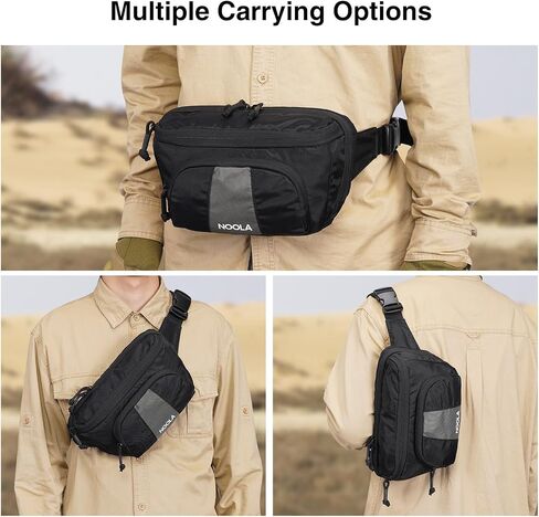 NOOLA Tactical Fanny Pack, Waist Pack for Men Women, Large Crossbody Bag for EDC Gear, Hiking Fanny Belt Bag for Hunting, Outdoor, Cycling, Black in Saudi Arabia