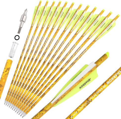 ZSHJGJR Archery Crossbow Bolts 16 17 18 20 22 Inch Carbon Crossbow Arrows Camo Shaft with Screw-in Hunting Broadheads for Crossbow Hunting Shooting 6/12PCS in Kuwait