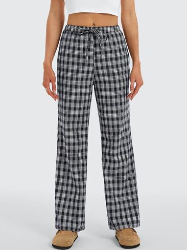 ANRABESS Women's Striped Gingham Pants 2025 Fall Pajama Lounge Boxer Pants Casual Wide Leg Drawstring PJ Bottoms Trousers in Saudi Arabia