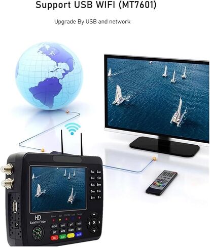 جهاز قياس إشارة الأقمار الصناعية HD 1080P 4.3 بوصة LCD محدد المناظر الأقمار الصناعية H.264/H.265 10 بت فك التشفير لتعديل طبق الأقمار الصناعية in Saudi Arabia