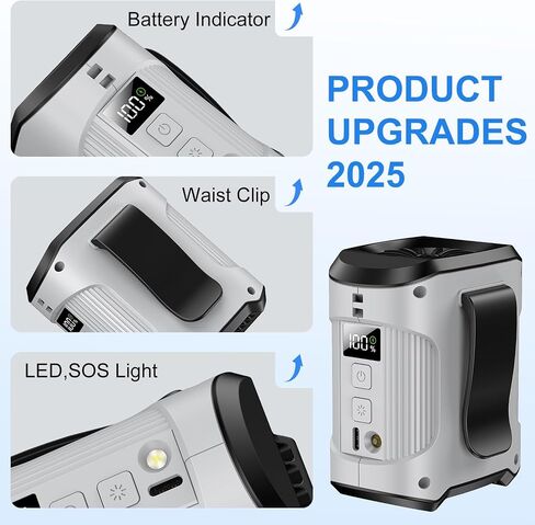 Portable Waist Fan Clip on Belt Personal Fan, 3-Speed Rechargeable with 24H Battery, Hands-Free Hanging Neck Fan, Wearable Shirt Cooling Fans for Camping, Outdoor, Jobsite in Kuwait