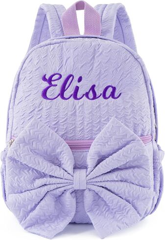 حقيبة ظهر صغيرة مخصصة للرعاية النهارية لطيفة وردية وردية سبريبي مع Bowknot Custom Embroiderey Daypack مع اسم للسفر في الأسبوع (Pink Small Bowknot) in Kuwait