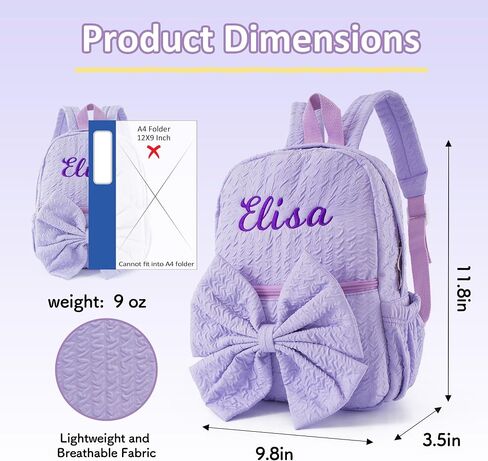 حقيبة ظهر صغيرة مخصصة للرعاية النهارية لطيفة وردية وردية سبريبي مع Bowknot Custom Embroiderey Daypack مع اسم للسفر في الأسبوع (Pink Small Bowknot) in Kuwait