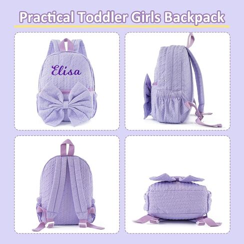 حقيبة ظهر صغيرة مخصصة للرعاية النهارية لطيفة وردية وردية سبريبي مع Bowknot Custom Embroiderey Daypack مع اسم للسفر في الأسبوع (Pink Small Bowknot) in Kuwait
