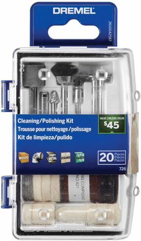Dremel 684-01 مجموعة ملحقات أدوات التنظيف والتلميع الدوارة المكونة من 20 قطعة مع حقيبة - تشتمل على عجلات تلميع ولقم تلميع ومركب تلميع in Kuwait