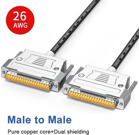 DB37 Extension Cable Programmer Data Line Connector Male to Male to Female Industrial 37Pin Pure Copper Dual Shield Cord(Metal-MM,10 Meters) in Kuwait