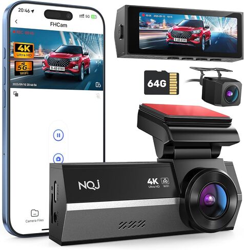 كاميرات قياس أمامية وخلفية، كاميرا NQJ 4K+2K مزدوجة داش للسيارات مع بطاقة 64 جيجابايت، واي فاي وتطبيق 5 جيجا هرتز، مستشعر G، شاشة 3.2 بوصة، وضع ركن السيارة 24 ساعة، زاوية واسعة 170 درجة، رؤية ليلية in Saudi Arabia