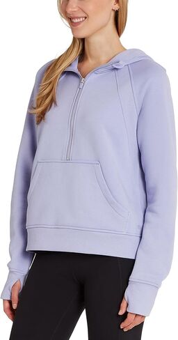 Danskin Women's Mixed Ribed Half zip hoodie (الولايات المتحدة ، ألفا ، صغيرة ، منتظمة ، منتظمة ، حذقة القمر) in Saudi Arabia