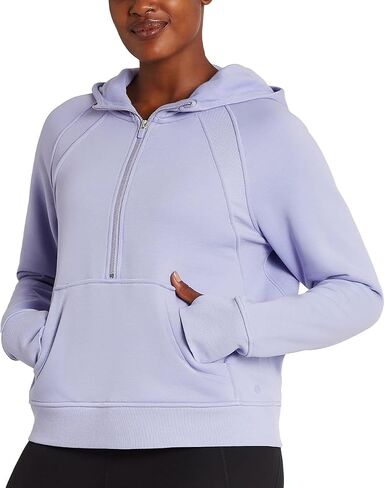 Danskin Women's Mixed Ribed Half zip hoodie (الولايات المتحدة ، ألفا ، صغيرة ، منتظمة ، منتظمة ، حذقة القمر) in Saudi Arabia