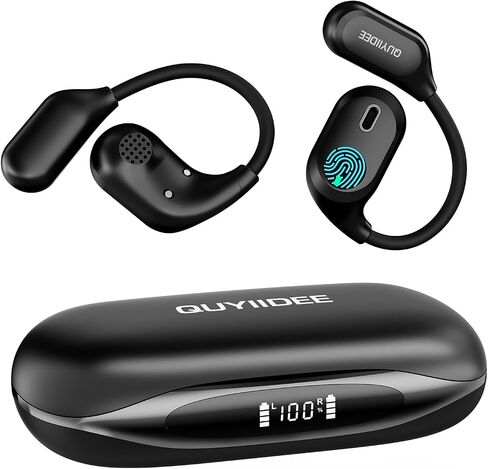 Open Ear Headphones, Bluetooth 5.4 Wireless Earbuds, 40H Playback, with LED Dgital Display, IP54 Waterproof Sports Headphones for Running, Cycling and Gym (Black) in Saudi Arabia