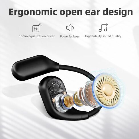 Open Ear Headphones, Bluetooth 5.4 Wireless Earbuds, 40H Playback, with LED Dgital Display, IP54 Waterproof Sports Headphones for Running, Cycling and Gym (Black) in Saudi Arabia