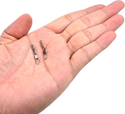 Fishing Barrel Swivel with Safety Snap, 50Pcs 15lb Carbon Steel Solid Ring Terminal Tackle for Saltwater Freshwater Fishing, Black in Saudi Arabia