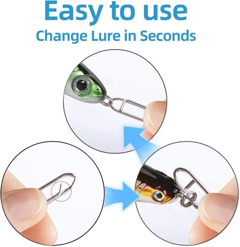 50-Pack Fishing Power Speed Clips, High Strength Stainless Steel Speed Clip for Fishing Lure Quick Change, Freshwater Saltwater Crankbait Popper Lures Quick Snap Connector Tackle in Saudi Arabia