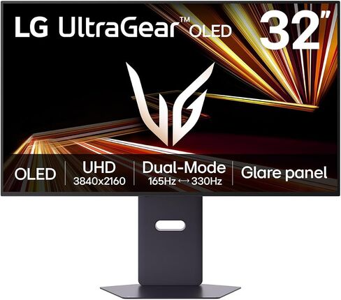LG 32GX850A-B 32" UltraGear 4K UHD (3840 x 2160) Glossy OLED Gaming Monitor, Dual-Mode 165Hz/330Hz, 0.03ms, G-SYNC, FreeSync Premium Pro, TrueBlack 400, HDMI, DP, Tilt/Height/Swivel/Pivot Stand, Black in Saudi Arabia