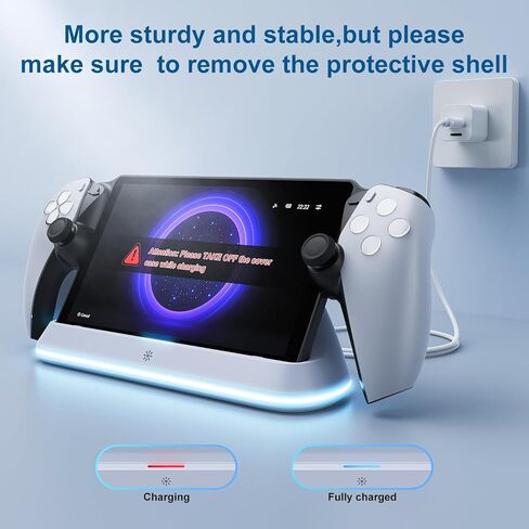حامل شحن لمشغل PS Portal Remote Player، قاعدة شحن PS Portal مع 7 أوضاع إضاءة RGB، قاعدة حامل بوابة PS لعبة PSP مع موصل مغناطيسي وكابل شحن USB-C in Kuwait