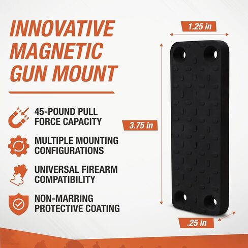 MCG Tactical Flat Gun Magnet, Heavy-Duty Magnetic Gun Mount & Holder, 45 lb Rated Concealed Firearm Mount System, Quick-Release Weapon Storage Solution for Home & Safe Vehicle & Wall Compatible in Saudi Arabia