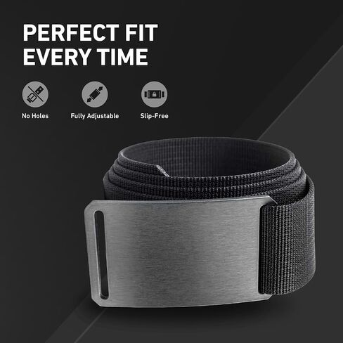 حزام GRIP6 Gunmetal: أحزمة متينة للرجال والنساء، حزام تكتيكي من النايلون متعدد الاستخدامات للعمل والجولف والاستخدام العادي والخارجي in Kuwait