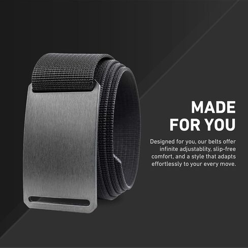 حزام GRIP6 Gunmetal: أحزمة متينة للرجال والنساء، حزام تكتيكي من النايلون متعدد الاستخدامات للعمل والجولف والاستخدام العادي والخارجي in Kuwait