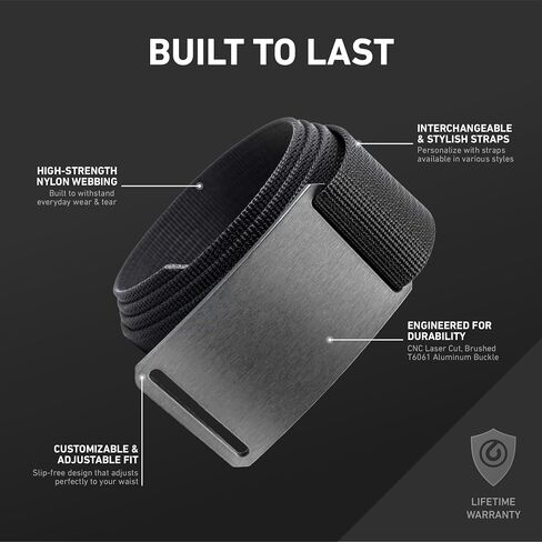 حزام GRIP6 Gunmetal: أحزمة متينة للرجال والنساء، حزام تكتيكي من النايلون متعدد الاستخدامات للعمل والجولف والاستخدام العادي والخارجي in Kuwait