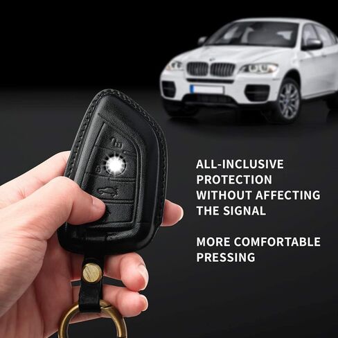 Tukellen for BMW Genuine Leather Key Fob Cover with Keychain Shell for 230i 330i 430i 440i 530e 530i 540i 740i 745e 750i M2 M235i M240i M3 M340i M4 X1 X2 X3 X4 X5 X6 X7-Brown in Saudi Arabia
