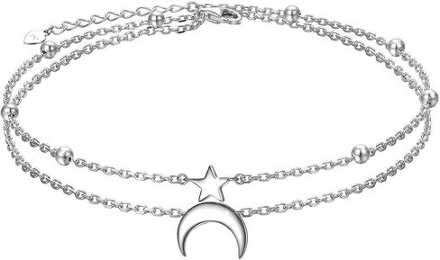 FLYOW Sun Layered Anklet 925 Sterling Silver for Women Adjustable Beads Ankle Bracelet Boho Beach Foot Chain 10 11 Inch Charm Jewelry Christmas Birthday Gifts (Gold Sun 10+1) in Saudi Arabia